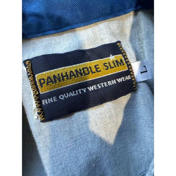 Vtg Panhandle Slim Shirt Mens Large Blue Red Striped Plaid Western USA |W1 - Picture 3 of 5